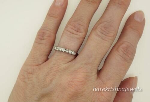 7 Stone 1.28CT Round Lab Created Diamond Wedding Band Ring 14K White Gold Finish - Picture 7 of 8