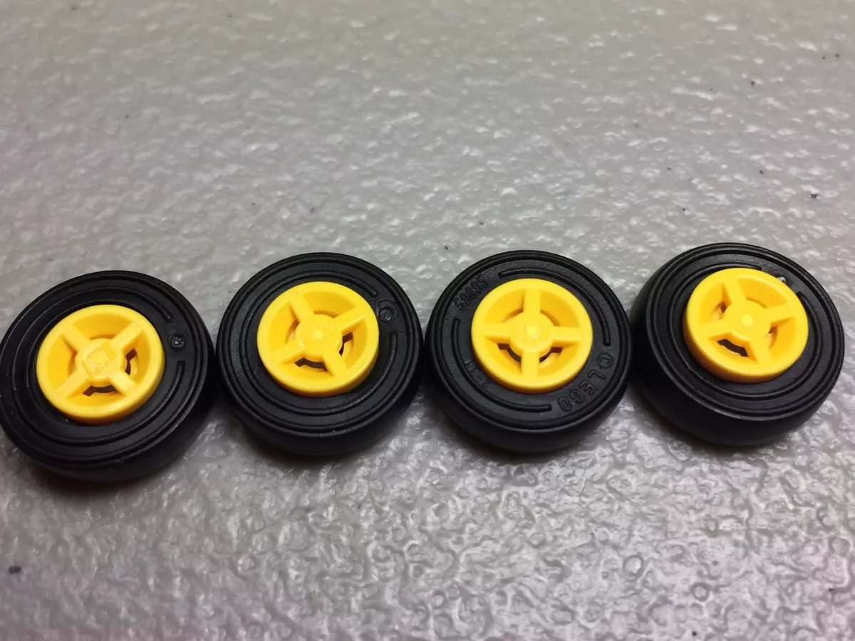New LEGO Yellow Wheel 8mm x 6mm with Black Tire 14mm x 4mm x4