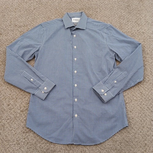 Goodfellow Shirt Mens Medium Blue Plaid Long Sleeve Button Up Cotton