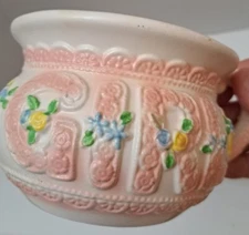 Napco Planter Baby Pink Bowl Mug Nursery GIRL Vintage Ceramic 