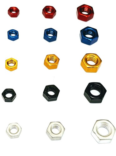 M6 HEX FULL NUTS - ANODISED ALUMINIUM - Picture 11 of 24
