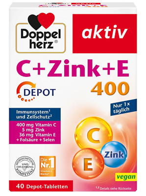   DOPPELHERZ aktiv C + Zink + E Depot Vitamin C Immunsystem 40 Tabletten  