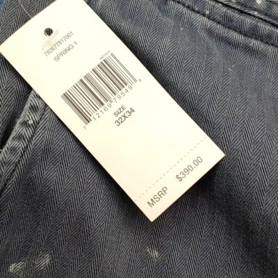 POLO RALPH LAUREN DOUBLE RL RRL INDIGO BLUE HBT COTTON TWILL