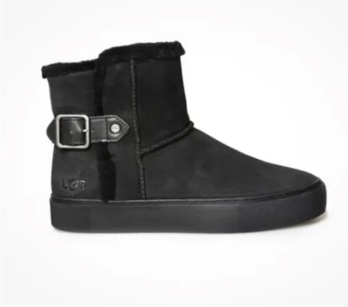 UGG Aika Black Shearling Suede & Wool Sneaker Short Boots Size 7.5 EU 38.5 New