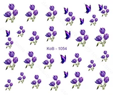 Nail Art Water Transfer Stickers Decal Pretty Flowers & Butterflies KoB-1054
