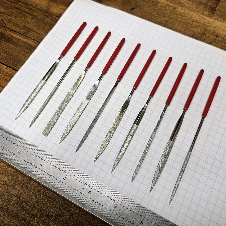 Diamond Needle File Set of 10 • Diamond Jewelers Machinist Filing ☆Vintage NOS - Image 4 of 4
