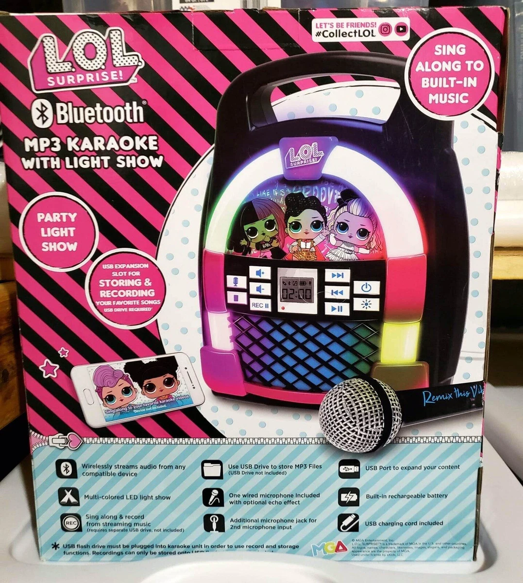 LOL Surprise Remix OMG eKIDS Bluetooth Karaoke Machine MP3 Player Portable