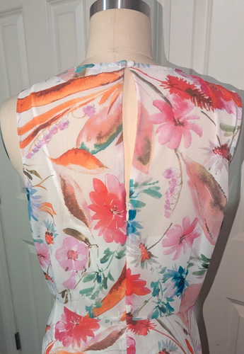Calvin Klein Watercolor Floral Midi Dress colorful Hi Low Hem Ruffles Easter 12 - Picture 7 of 8