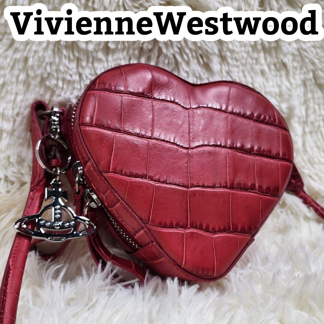 Vivienne Westwood Heart Shoulder Bag Crocodileembossed Red Genuine w
