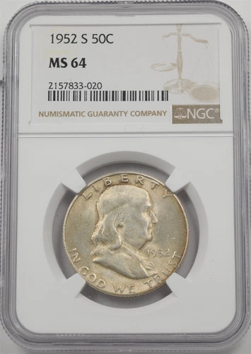 US 1952-S Franklin Half Dollar 90% silver NGC MS64 NG2006 combine shipping
