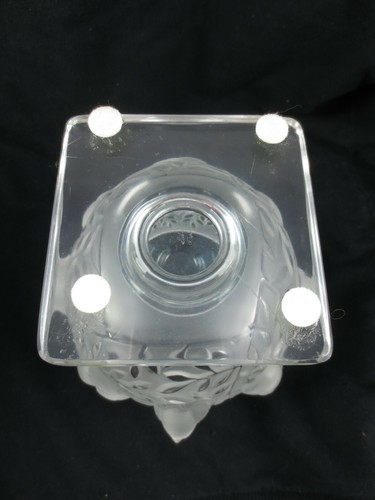 Lalique France Elizabeth Birds & Leaves French Crystal Footed Pedestal Bowl Vase - Picture 2 of 5