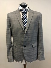 NEXT TAILORING SUIT JACKET GREY CHECK SKINNY FIT 44R BNWOT