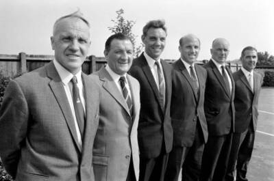 Liverpool manager Bill Shankly new team of backroom staff Bob Pais- Old Photo