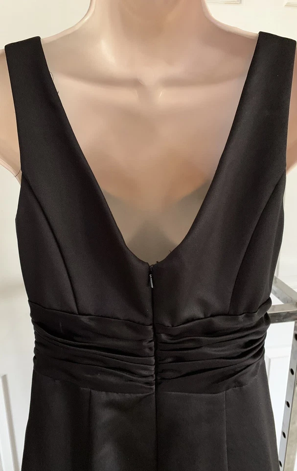 David's Bridal bridesmaid Wedding party dress gown black satin a-line taffeta 4 - Image 4 of 4