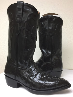 Mens Black Alligator Skin Leather Cowboy Western Boots Pointed Toe Size 7.5