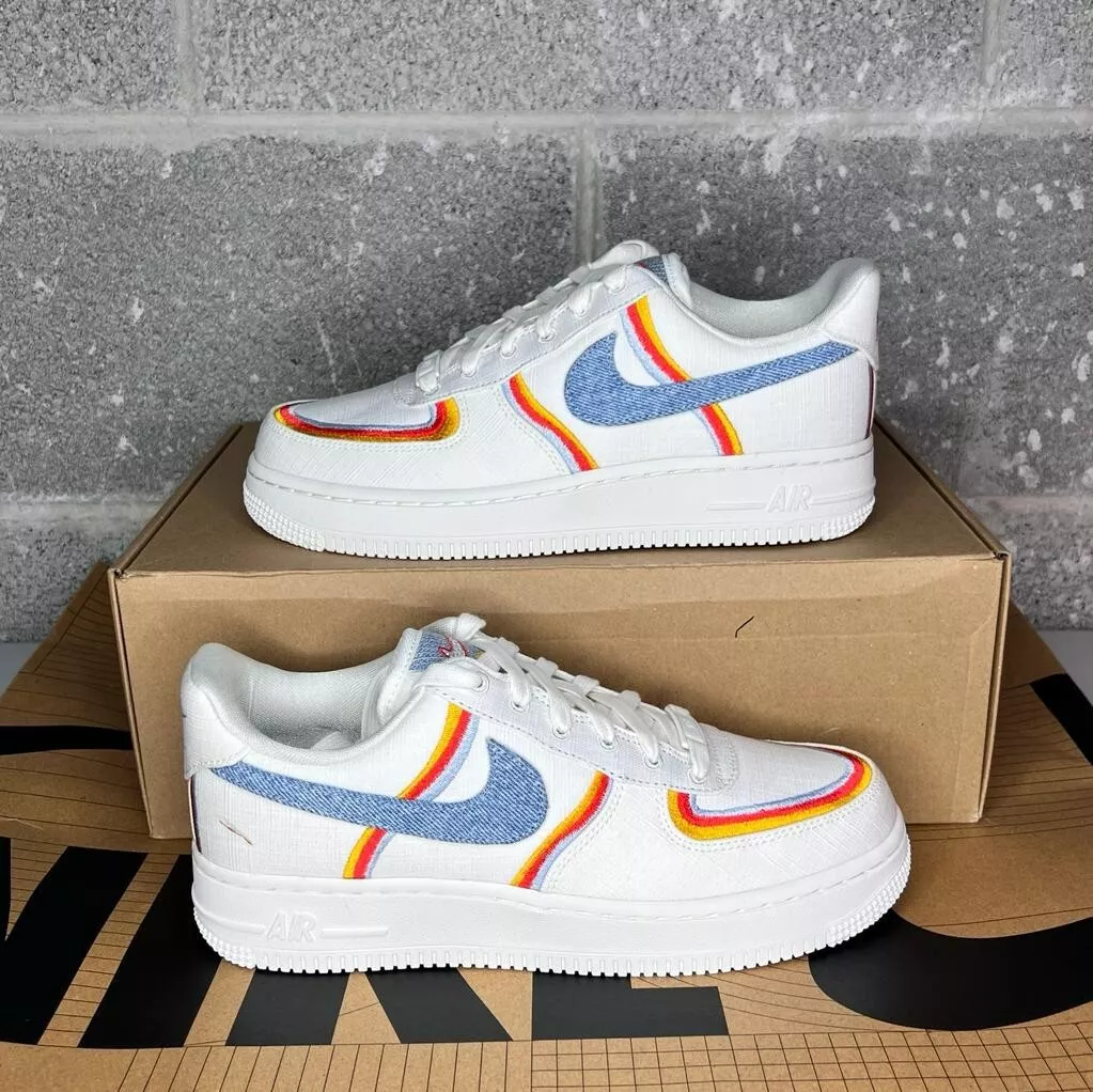 Nike Air Force 1 07 LV8 AF1 Off White Blue Shoes | WOMEN'S 7 | DJ4655-133