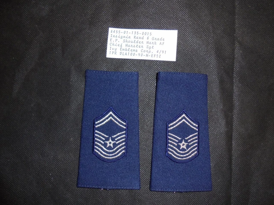USAF US Air Force Chief Master Sgt Rank Slides / Badge / Patch Pair - Image 1 of 1