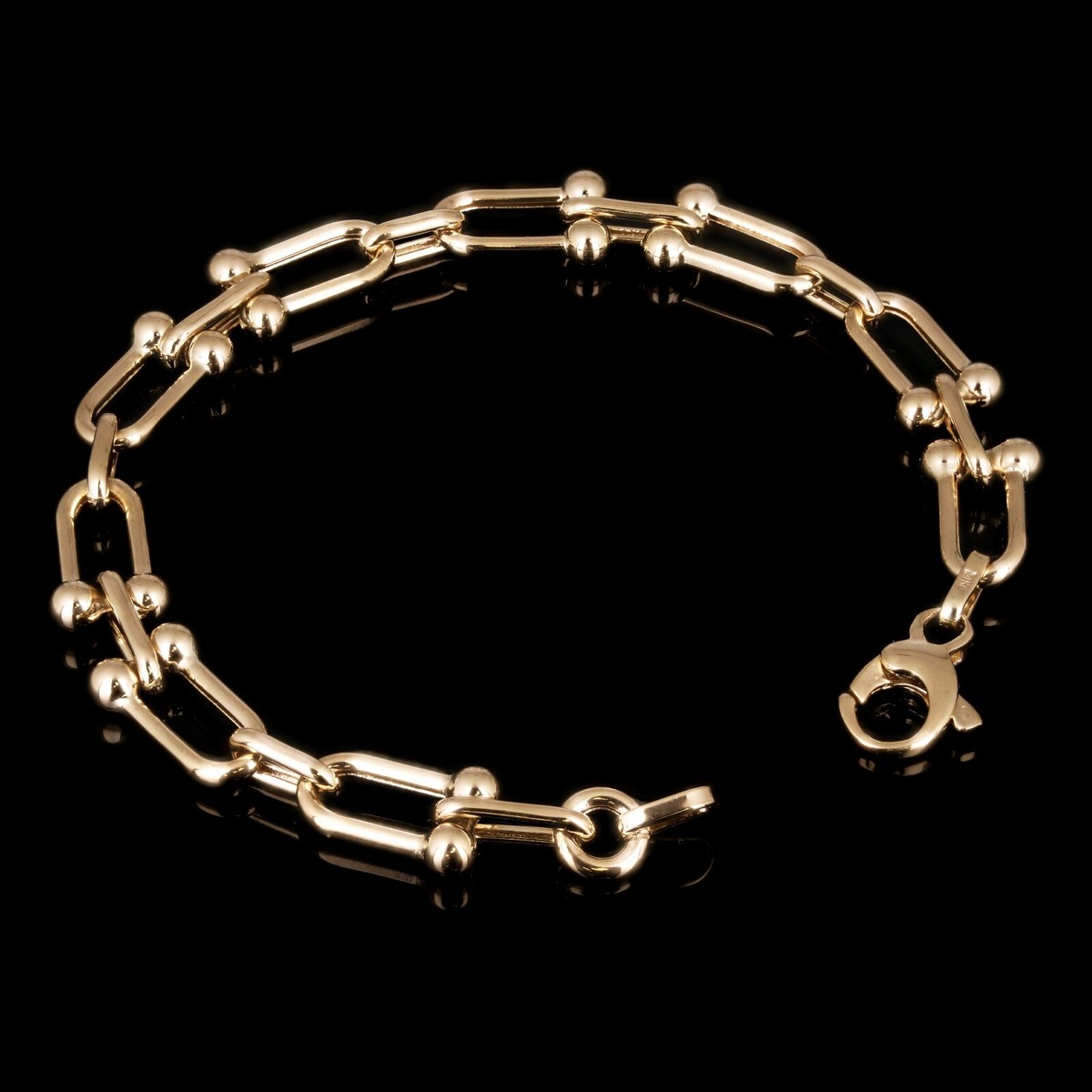 Italian 14k Yellow Gold Semi-Solid U-Link Chain Bracelet 8