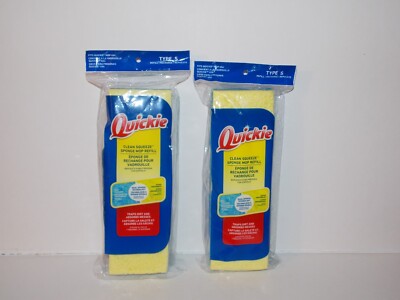 Lot of 2 New Quickie Clean Squeeze Sponge Mop Refill Type S Fits 454 READ DESCR
