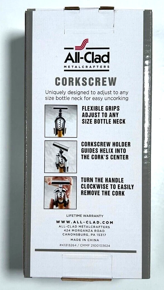 New All Clad All-CLAD Bottle Opener Corkscrew Heavy-gauge Stainless Steel Gift - Image 2 of 4