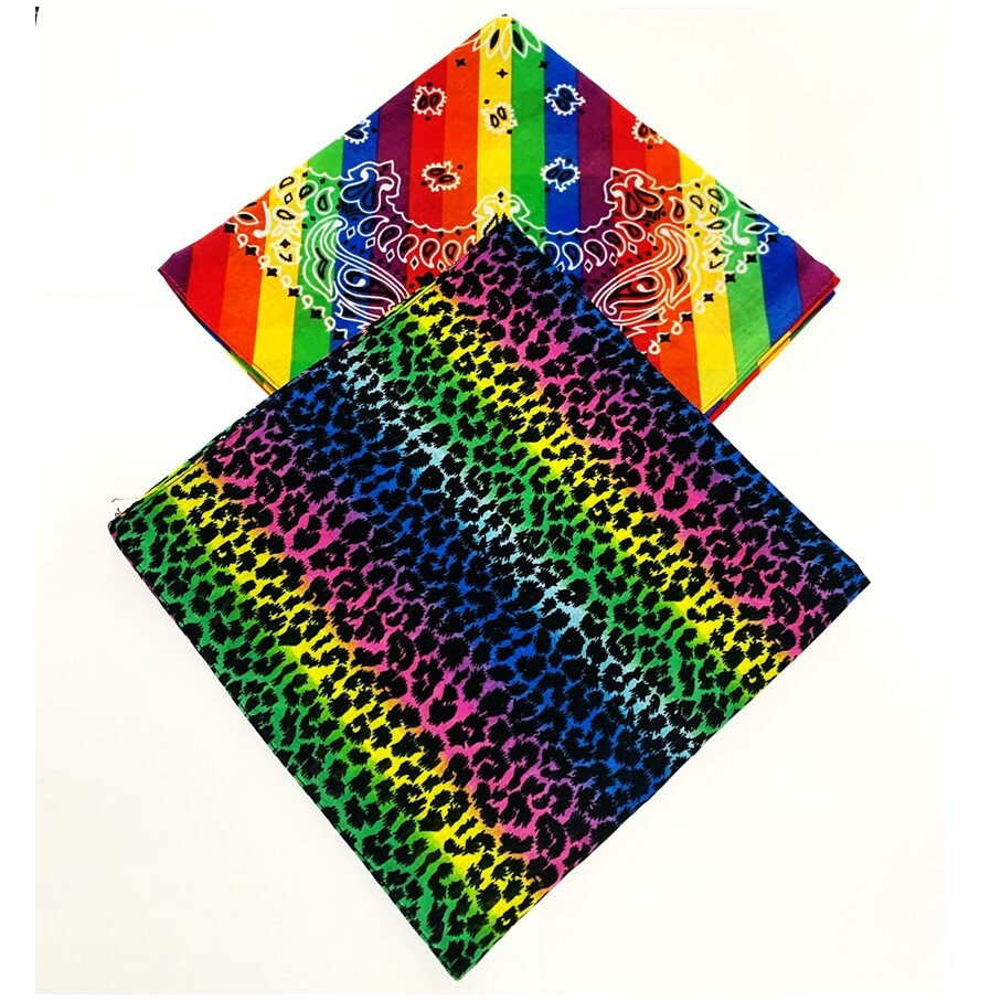 Bandana Leopard Print Rainbow Paisley Covering Cotton Scarf Head Band Hair Wrap
