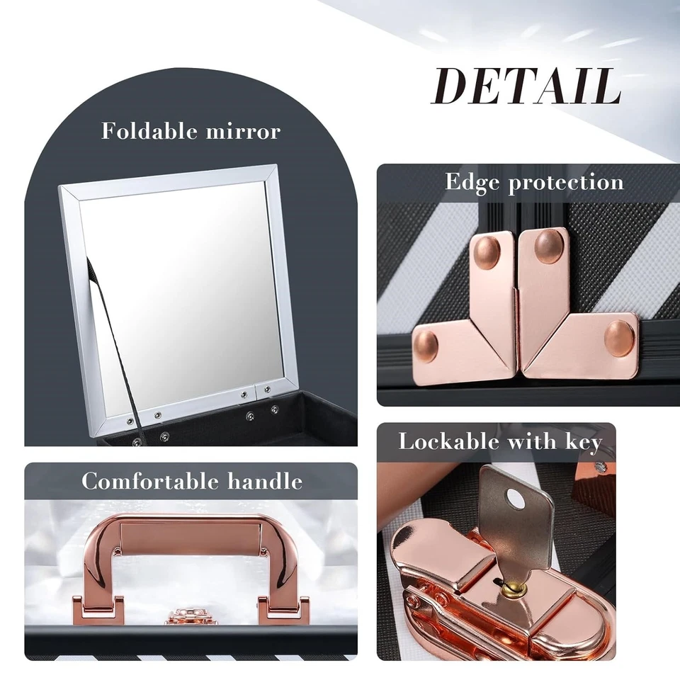 Estuche De Tren Profesional Para Maquillaje Brochas Organizador Caja Con Espejo Foto 4 de 4