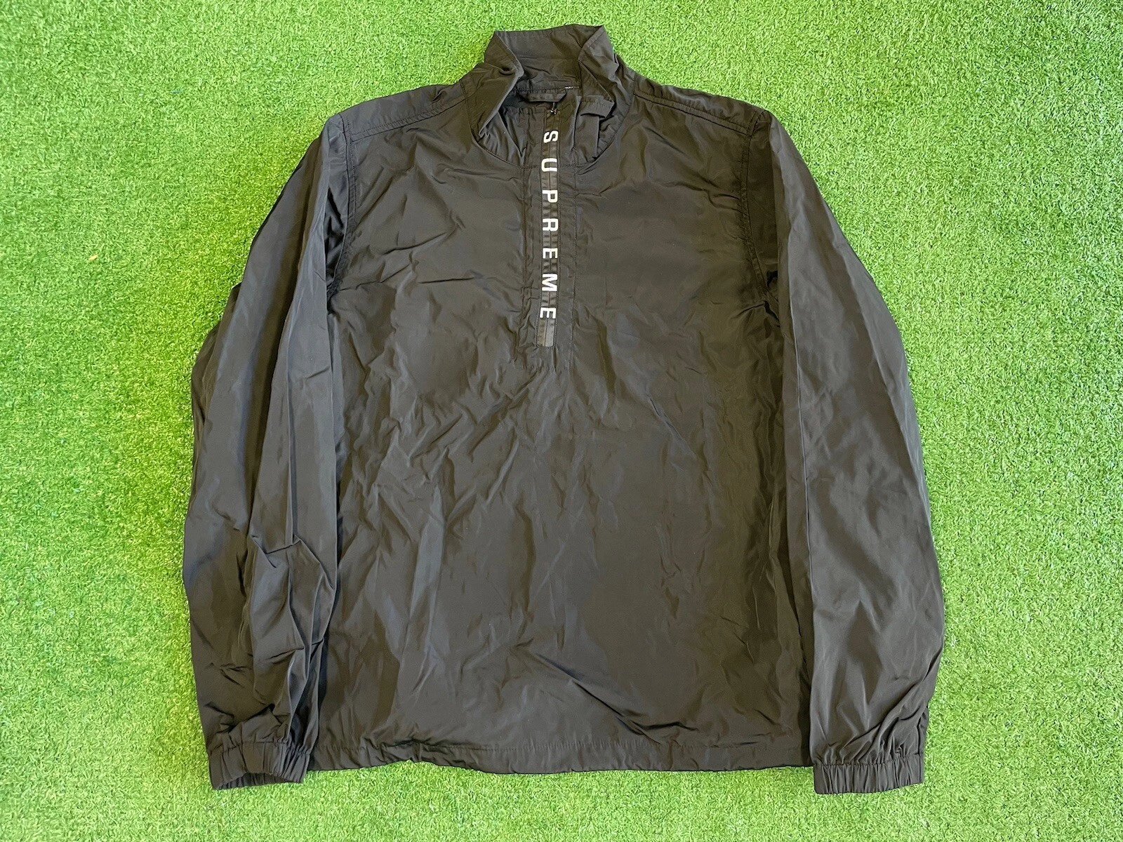 Pull coupe vent noir Supreme FW16 logo zippé taille L authentique hype neuf 