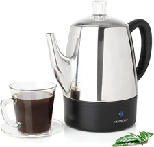 Mixpresso Small Percolator Coffee Pot Electric 4 Cup, Keep Warm Function