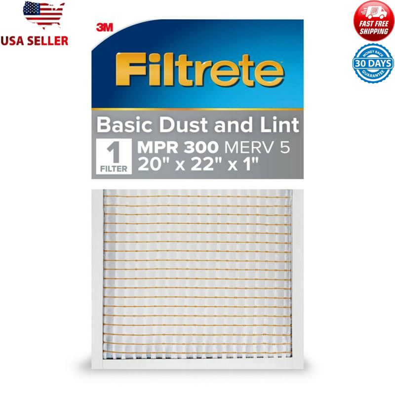 Air Filter 20x22x1 MPR 300 MERV 5 Dust Reduction HVAC Use 90-Day Change