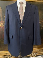 Hart Schaffner Marx 40S US MADE Gold Button Navy Wool Hopsack 2Btn Blazer Jacket