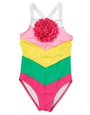 NWT Gymboree Swimsuit Rainbow Cabana ColorBlock Chevrons Flower Girls 4 5