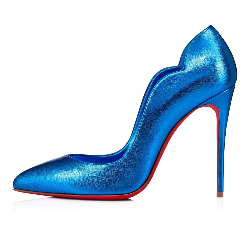 100% AUTH NEW WOMEN LOUBOUTIN HOT CHICK 100 ALIZE METALLIC BLUE PUMP/HEEL US 6.5