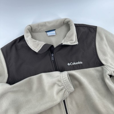 Columbia Fleece Jacket Full Zip Color Brown Beige Men's Size L Outdoor Tan