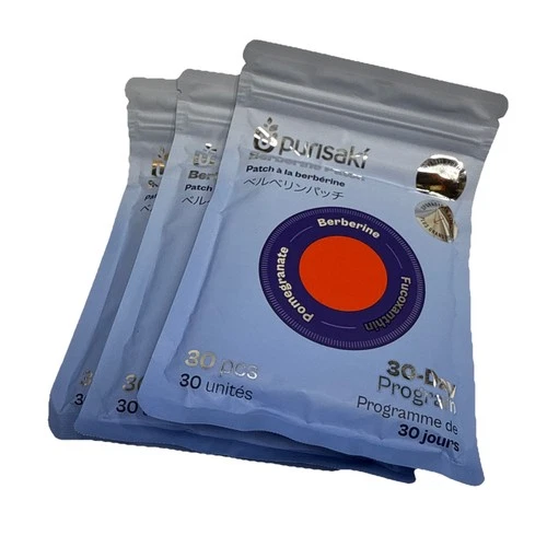 3 Pck Purisaki Berberine Patch 30 Patches 30-Day Program Factory Sealed Exp 2028 - product listing photo