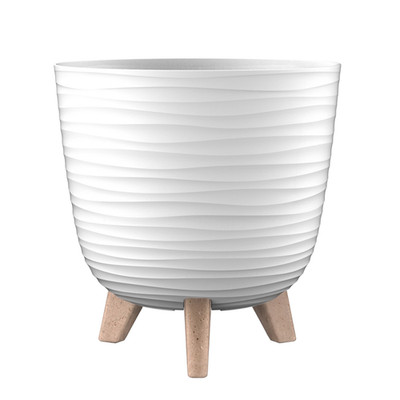 ENGELLAND Blumentopf Kübel mit Füßen & Bewässerungssystem Weiß Ø 24 cm
