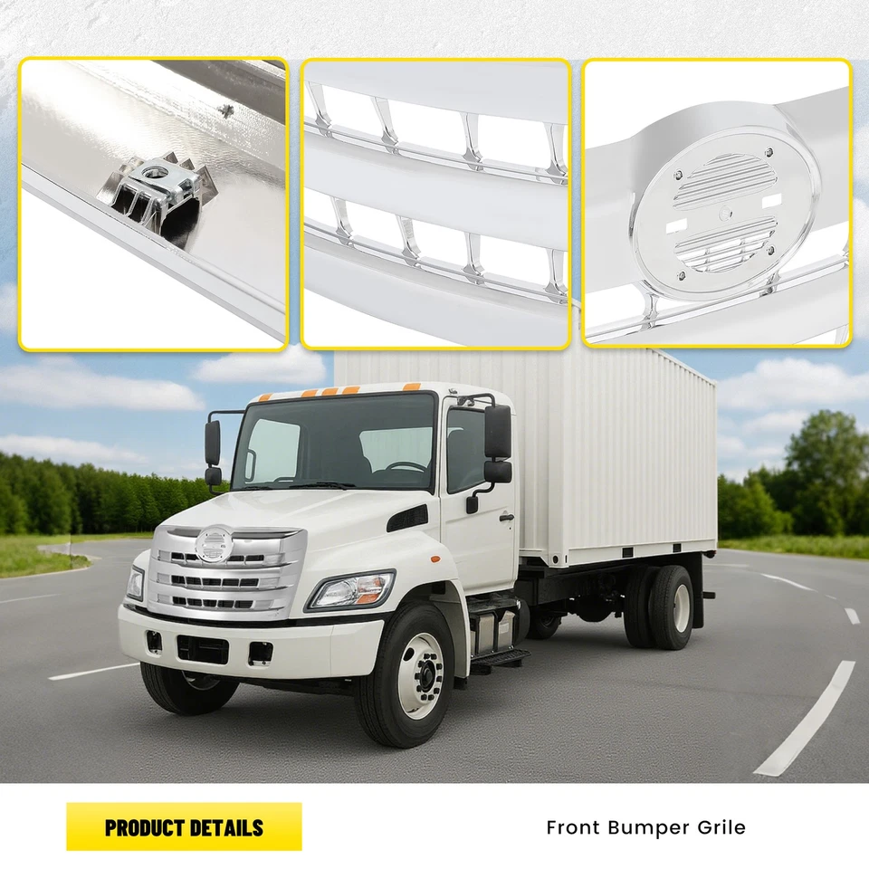 For Hino 238 258 268 338 2011-2018 Chrome Front Upper Grille ABS For 2062665632 - Image 4 of 4