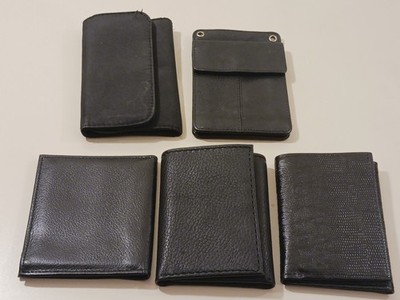 Lot 5x Wallets I'd cards Genuine Leather Black Prince Gardner Buxton George