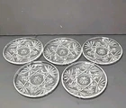 5 Pc Vintage Early American Anchor Hocking Prescut Clear Glass Coasters 4.5"  A1