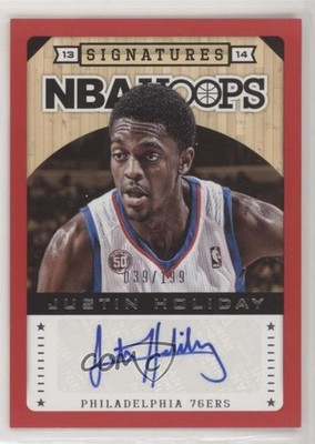 2013 Panini NBA Hoops Signatures Red /199 Justin Holiday #48 Rookie Auto RC r4i