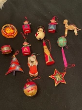 Varity 0f 13 Vintage Japan Reed Christmas ornaments Colorful + clever 4.5-1"