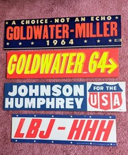 1964 Presidential Bumper Stickers Johnson Goldwater Presidential Campaign