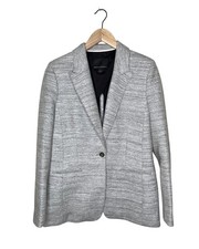 Banana Republic Womens Gray One-Button Boucle Wool Blend Blazer Size 8