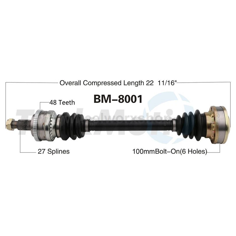 Rear CV Axle Shaft for BMW 318i 1.8L 1991 1992, for BMW 318is 1.8L RWD 1991 - Image 2 of 2