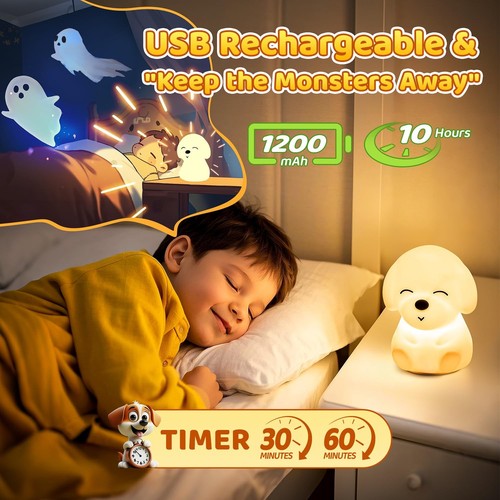 Night Light for Kids,16Color Baby Night Light for Kids,Dimmable Cute Lamp,Sof... - Picture 5 of 9