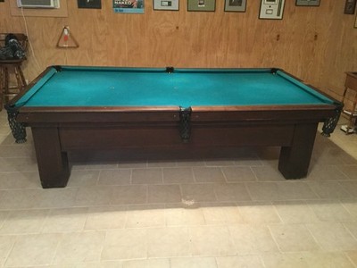 Brunswick-Balke-Collender Antique Billiards Snooker Table with Monarch Cushion