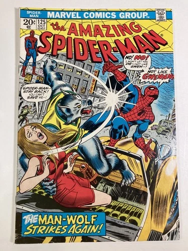 AMAZING SPIDER-MAN #125 FN/6.0 (est)  *2nd App. of MAN-WOLF * Marvel 1973 Bronze