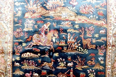 6X4 SPECTACULAR NEW 1000KPSI HI QLTY POWER LOOMED SILK QUOMM HUNTING TURKISH RUG