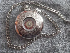 VINTAGE COLIBRI "CASINO ROULETTE WHEEL" POCKET WATCH with CHAIN