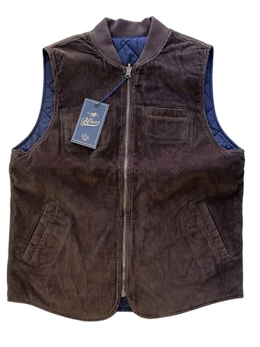 Bl’ker Brown Reversible Velvet Vest Gilet OWL BLKMAI26-W5030 Men New - product listing photo