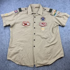 VINTAGE Boy Scouts of America Shirt Adult XL Beige US Made 1990s Patches